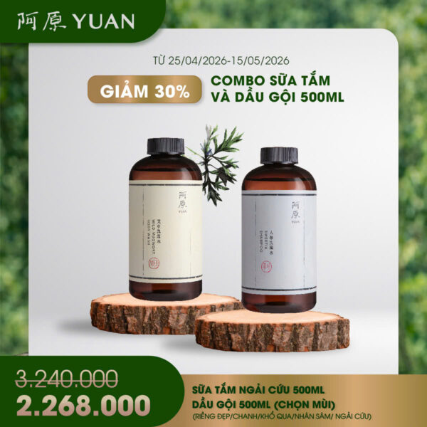 [GIẢM 30%] COMBO SỮA TẮM NGẢI CỨU 500ML VÀ DẦU GỘI 500ML (CHỌN MÙI DẦU GỘI)