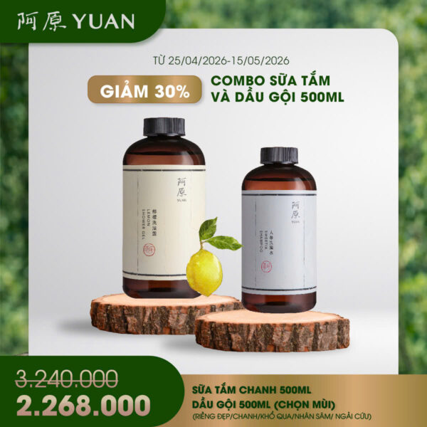 [GIẢM 30%] COMBO SỮA TẮM CHANH 500ML VÀ DẦU GỘI 500ML (CHỌN MÙI DẦU GỘI)