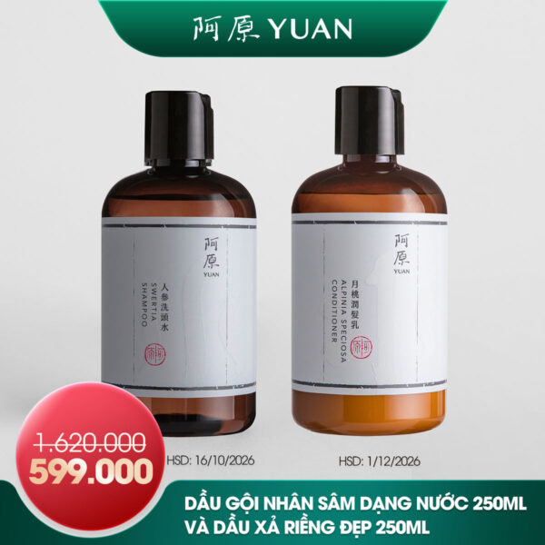 [SẢN PHẨM DATE NGẮN DƯỚI 3 THÁNG] COMBO DẦU GỘI NHÂN SÂM DẠNG NƯỚC 250ML/ 500ML VÀ DẦU XẢ RIỀNG ĐẸP 250ML